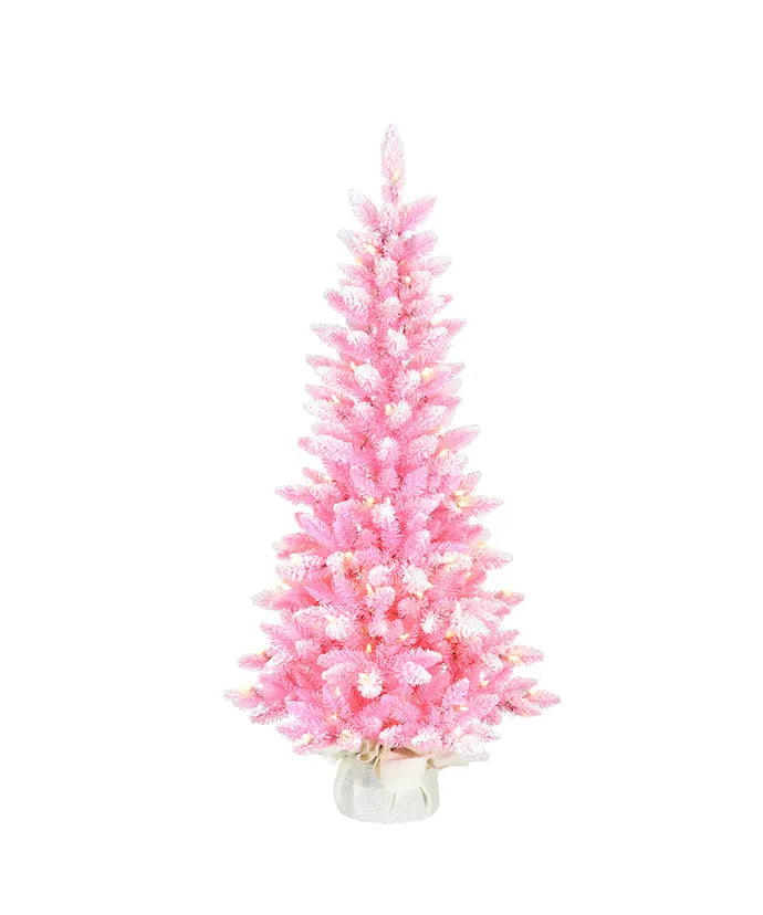 Flocked Pink Slim Tree – The Ivy Cottage